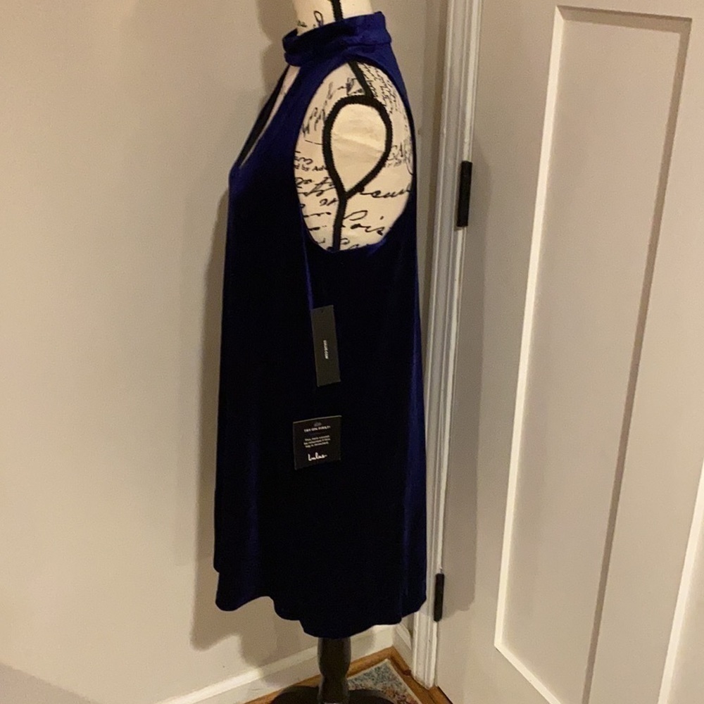 Lulu’s Navy Velour Style Dress Size Medium New - Picture 3 of 10